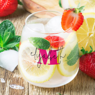Hand Scripted Naam Monogram Wijnglas Zonder Voet