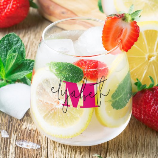 Hand Scripted Naam Monogram Wijnglas Zonder Voet