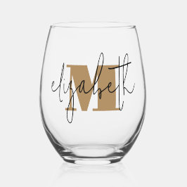 Hand Scripted Naam Monogram Wijnglas Zonder Voet