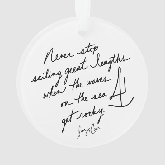 Hand-Scripted Never Stop Sailing Inspirational Ornament (achterkant)