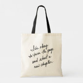 Hand-Scripted Start a New Chapter Inspirational Tote Bag (Achterkant)