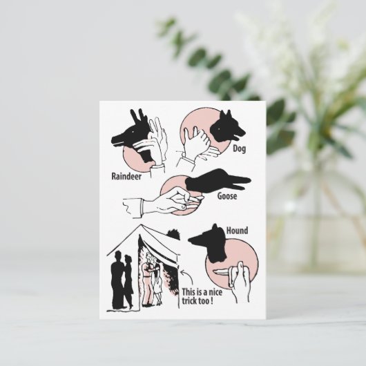 Hand Shadow Puppets, Leuke Trick, Humor, Briefkaart (Staand voorkant)