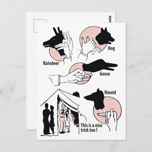 Hand Shadow Puppets, Leuke Trick, Humor, Briefkaart (Voorkant / Achterkant)
