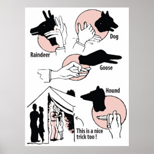Hand Shadow Puppets, Leuke Trick, Humor,  Poster