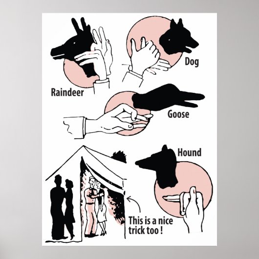 Hand Shadow Puppets, Leuke Trick, Humor, Poster (Voorkant)