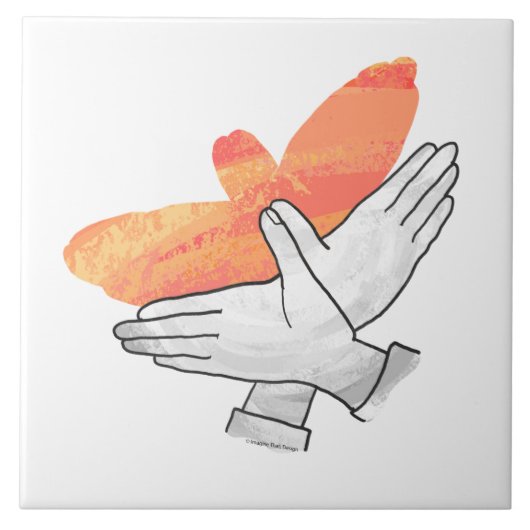 Hand Silhouet Arend Oranje Tegeltje (Voorkant)