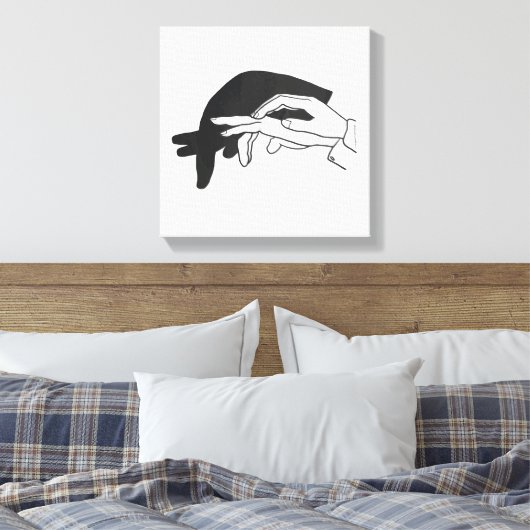 Hand Silhouette Anteater Canvas Afdruk (Insitu (Slaapkamer))