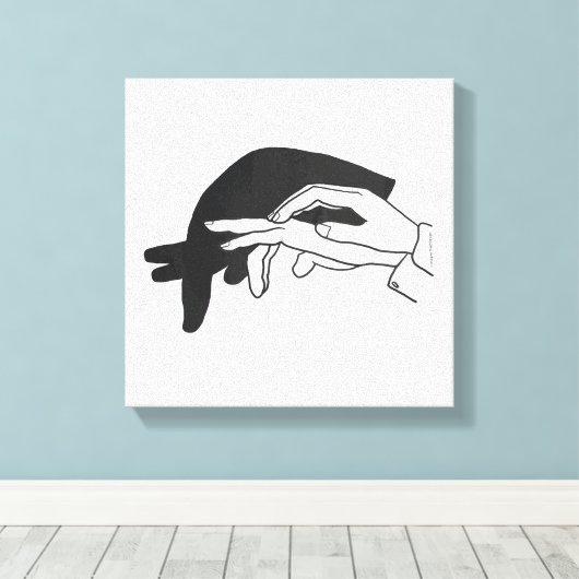 Hand Silhouette Anteater Canvas Afdruk (Insitu (Houten vloer))