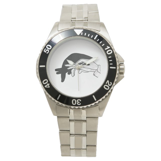 Hand Silhouette Anteater Horloge (Voorkant)