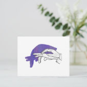 Hand Silhouette Anteater Paars Briefkaart (Staand voorkant)