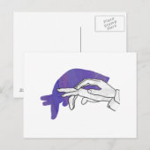 Hand Silhouette Anteater Paars Briefkaart (Voorkant / Achterkant)