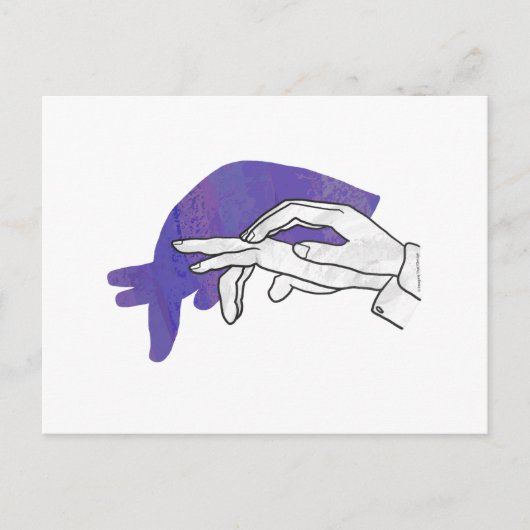 Hand Silhouette Anteater Paars Briefkaart (Voorkant)