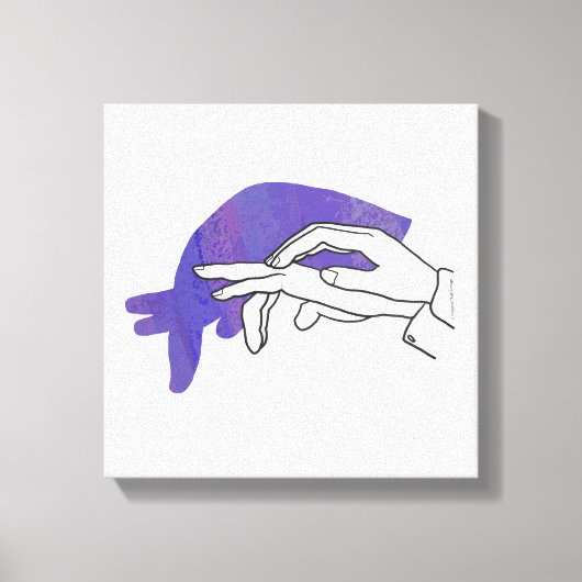 Hand Silhouette Anteater Paars Canvas Afdruk (Voorkant)