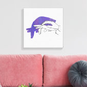 Hand Silhouette Anteater Paars Canvas Afdruk (Insitu (Woonkamer))