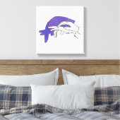 Hand Silhouette Anteater Paars Canvas Afdruk (Insitu (Slaapkamer))