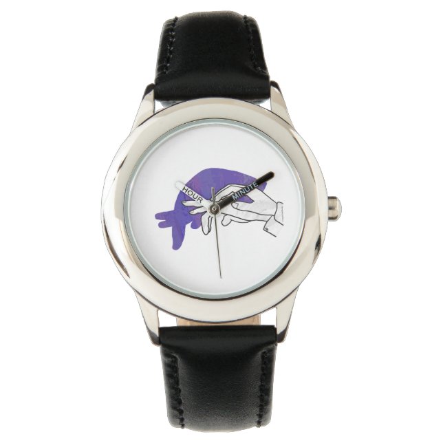 Hand Silhouette Anteater Paars Horloge (Voorkant)