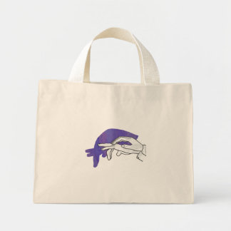 Hand Silhouette Anteater Paars Mini Tote Bag