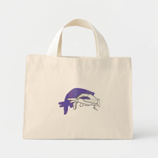 Hand Silhouette Anteater Paars Mini Tote Bag (Voorkant)