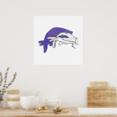 Hand Silhouette Anteater Paars Poster (Keuken)