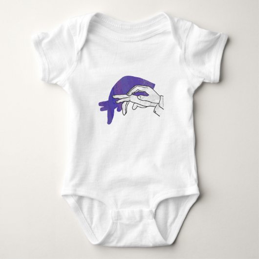 Hand Silhouette Anteater Paars Romper (Voorkant)