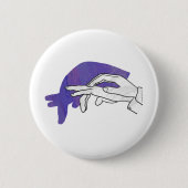 Hand Silhouette Anteater Paars Ronde Button 5,7 Cm (Voorkant)