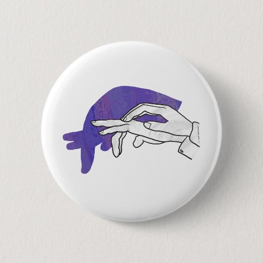 Hand Silhouette Anteater Paars Ronde Button 5,7 Cm (Voorkant)