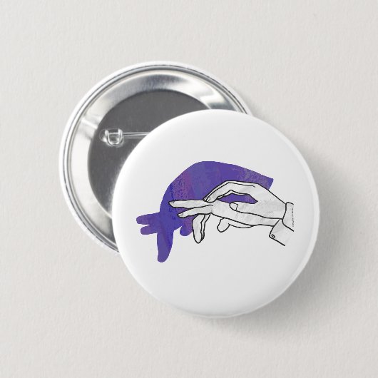 Hand Silhouette Anteater Paars Ronde Button 5,7 Cm (Voorkant /achterkant)