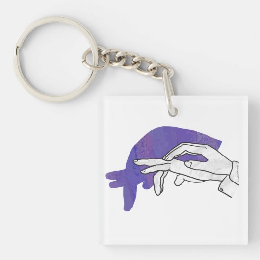 Hand Silhouette Anteater Paars Sleutelhanger (voorkant)