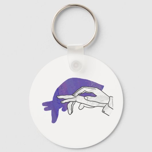 Hand Silhouette Anteater Paars Sleutelhanger (Voorkant)