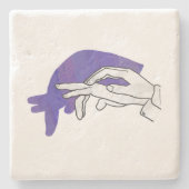 Hand Silhouette Anteater Paars Stenen Onderzetter (Voorkant)