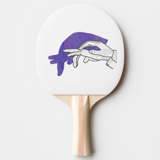 Hand Silhouette Anteater Paars Tafeltennisbatje (Voorkant)