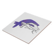 Hand Silhouette Anteater Paars Tegeltje (Zijkant)