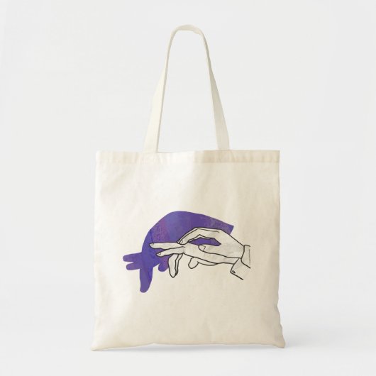 Hand Silhouette Anteater Paars Tote Bag (Voorkant)