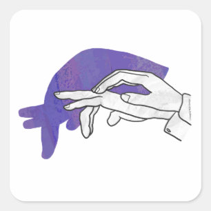 Hand Silhouette Anteater Paars Vierkante Sticker