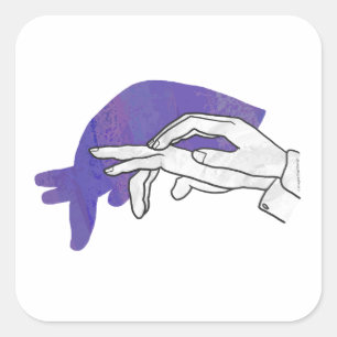 Hand Silhouette Anteater Paars Vierkante Sticker