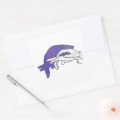 Hand Silhouette Anteater Paars Vierkante Sticker (Envelop)