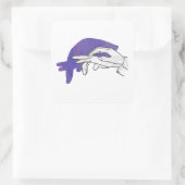Hand Silhouette Anteater Paars Vierkante Sticker (Tas)
