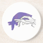 Hand Silhouette Anteater Paars Zandsteen Onderzetter (Voorkant)