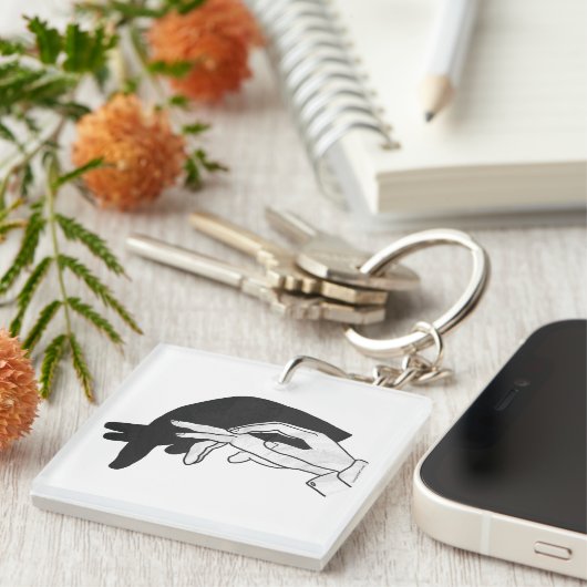 Hand Silhouette Anteater Sleutelhanger (Voorkant Rechts)