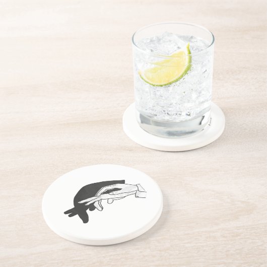 Hand Silhouette Anteater Zandsteen Onderzetter (Zijkant)