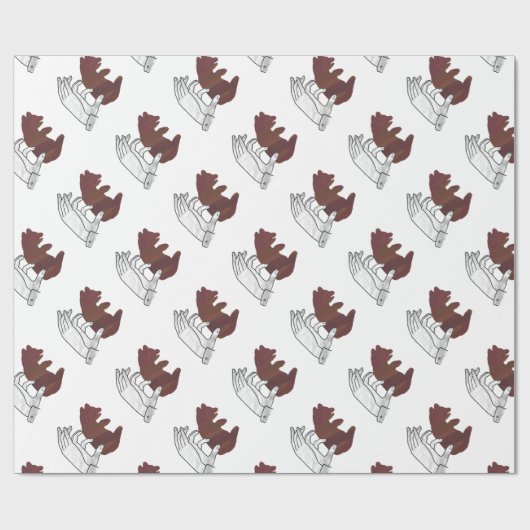 Hand Silhouette Beer Cub Brown Cadeaupapier (Vlak)