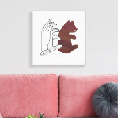 Hand Silhouette Beer Cub Brown Canvas Afdruk (Insitu (Woonkamer))