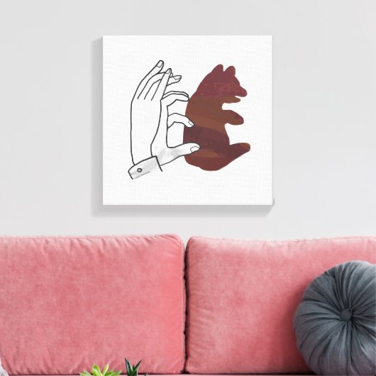 Hand Silhouette Beer Cub Brown Canvas Afdruk (Insitu (Woonkamer))
