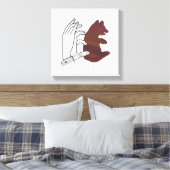 Hand Silhouette Beer Cub Brown Canvas Afdruk (Insitu (Slaapkamer))