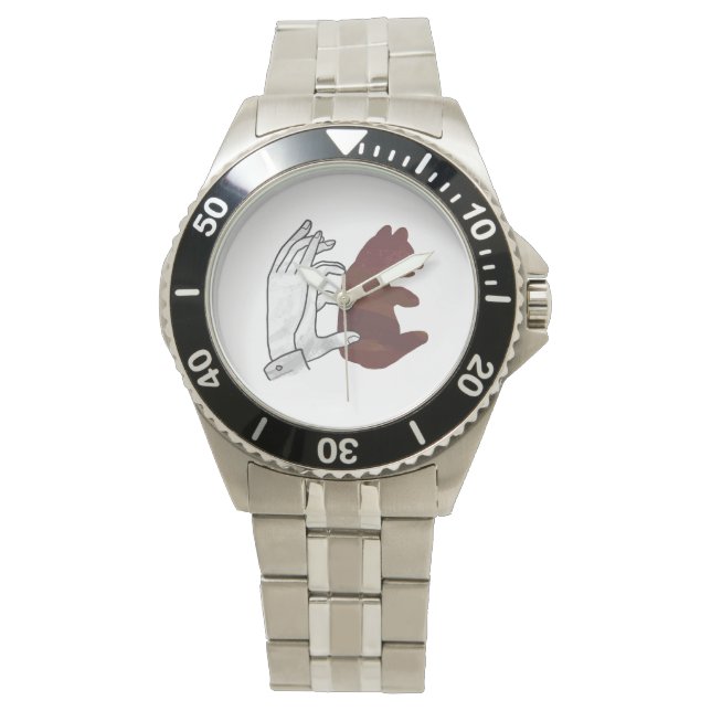 Hand Silhouette Beer Cub Brown Horloge (Voorkant)