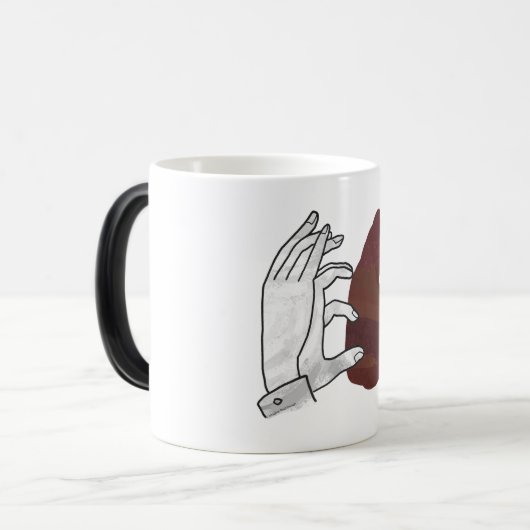 Hand Silhouette Beer Cub Brown Magische Mok (Voorkant links)