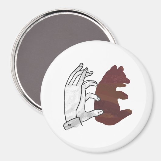 Hand Silhouette Beer Cub Brown Magneet (Voorkant / Achterkant)