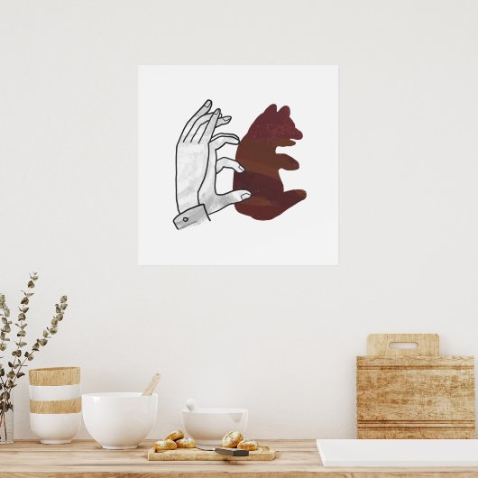 Hand Silhouette Beer Cub Brown Poster (Keuken)