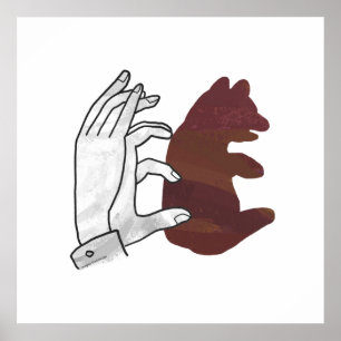 Hand Silhouette Beer Cub Brown Poster