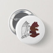 Hand Silhouette Beer Cub Brown Ronde Button 5,7 Cm (Voorkant /achterkant)